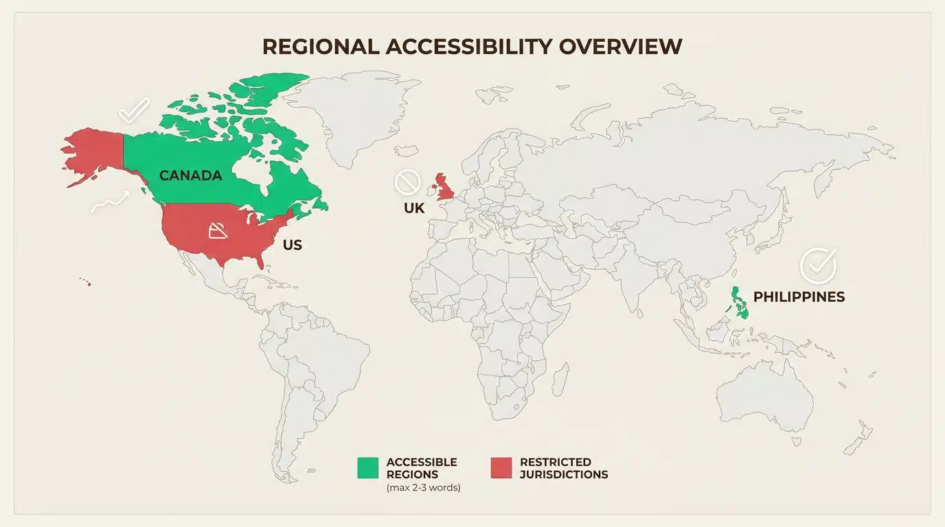 Rollbit’s limited geographic availability reflects its lack of licensing in major regulated markets like the United States and United Kingdom.