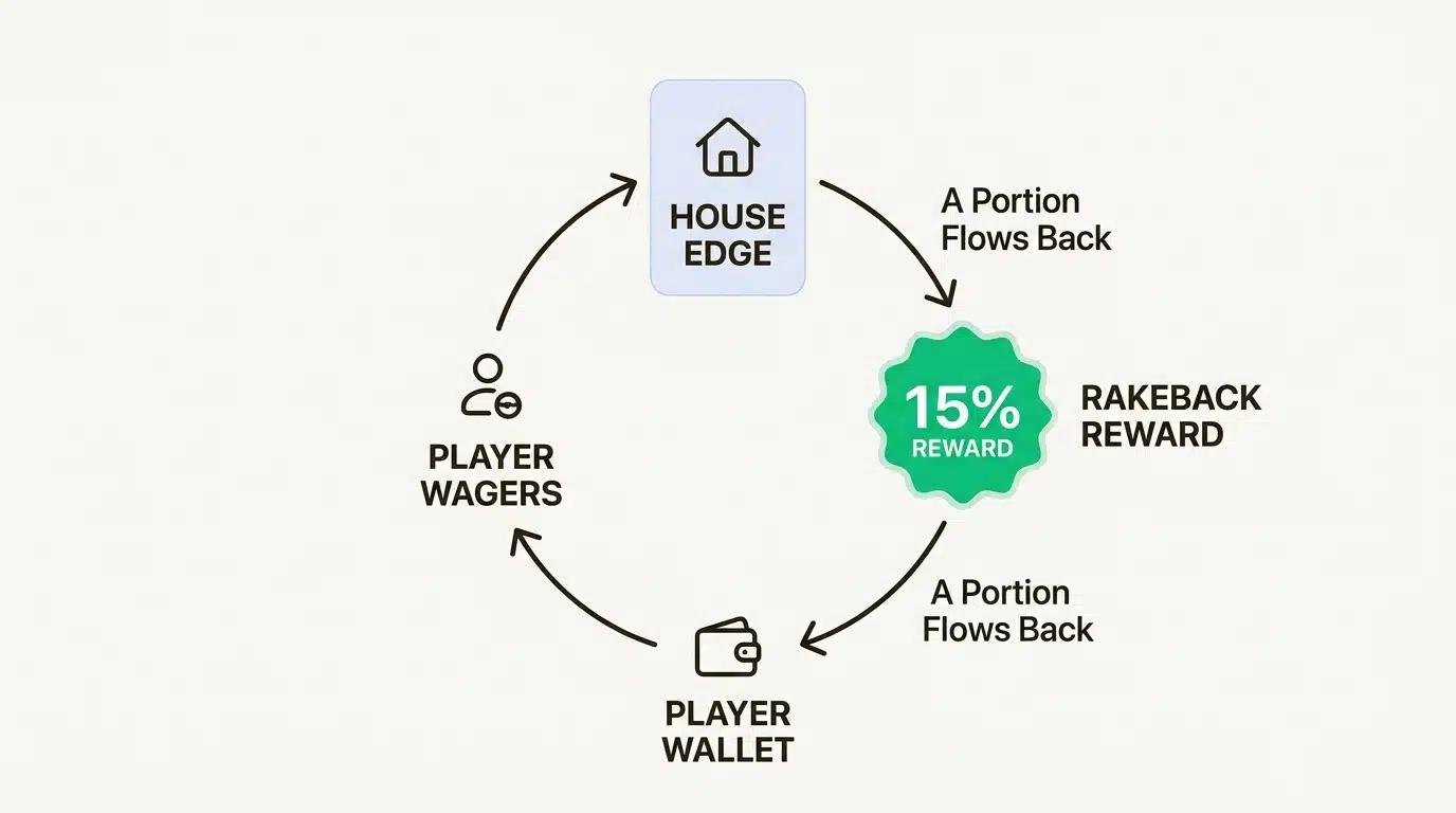 Rollbit’s rakeback system provides immediate value by returning a percentage of the house edge directly to your balance without wagering.