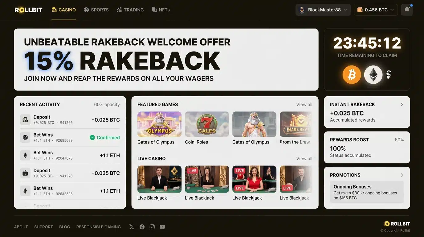 15 percent welcome rakeback activates immediately upon registration