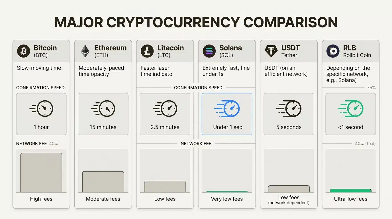 Comparing transaction speeds and network fees helps you choose the most cost-effective cryptocurrency for your Rollbit deposits.