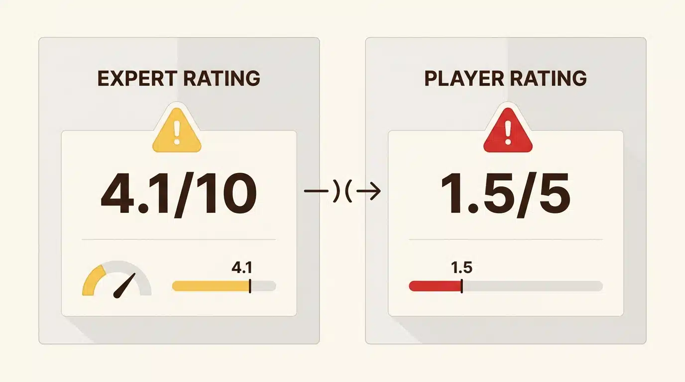 The significant gap between expert ratings and player feedback reveals concerning trust issues