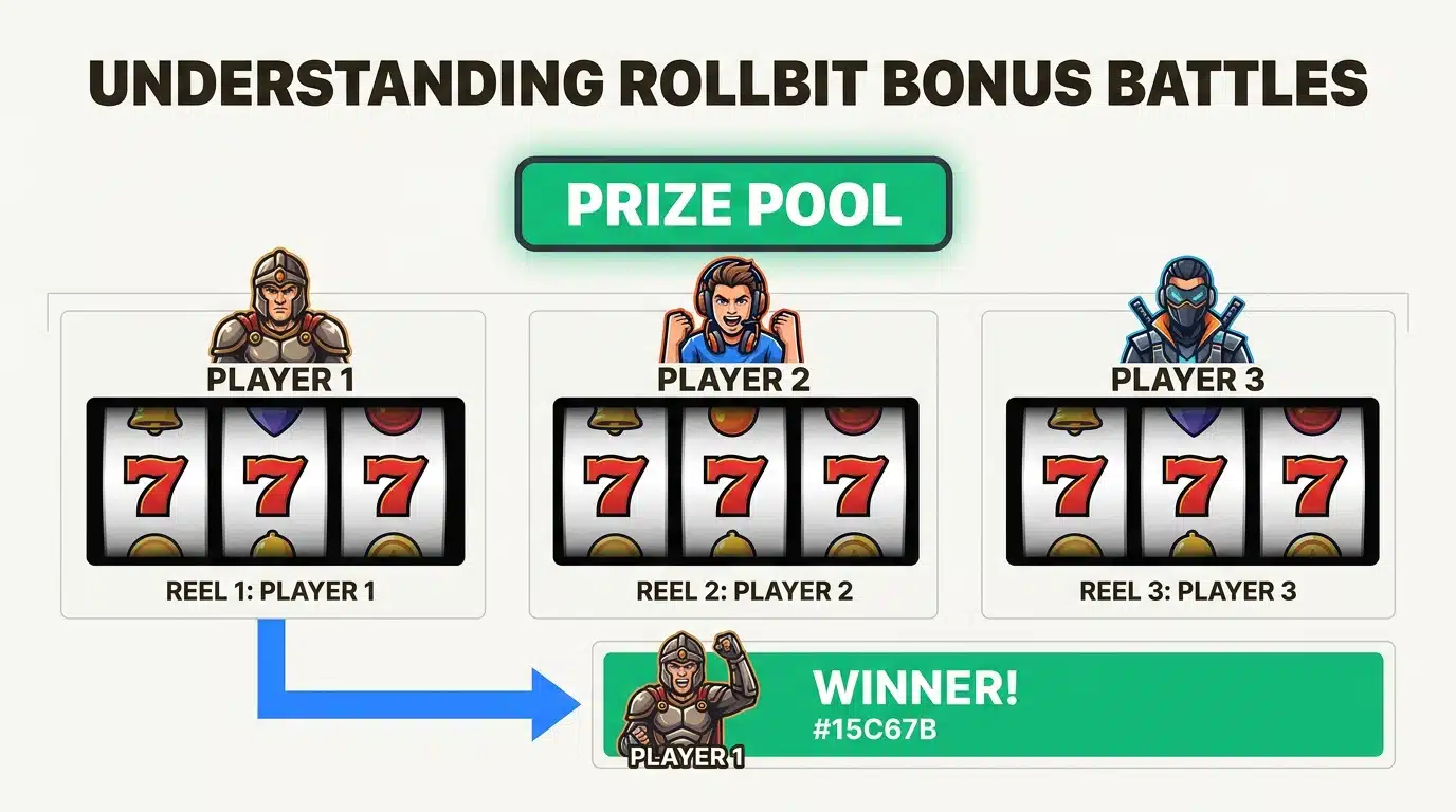 Rollbit Bonus Battles interface for competitive slot gameplay