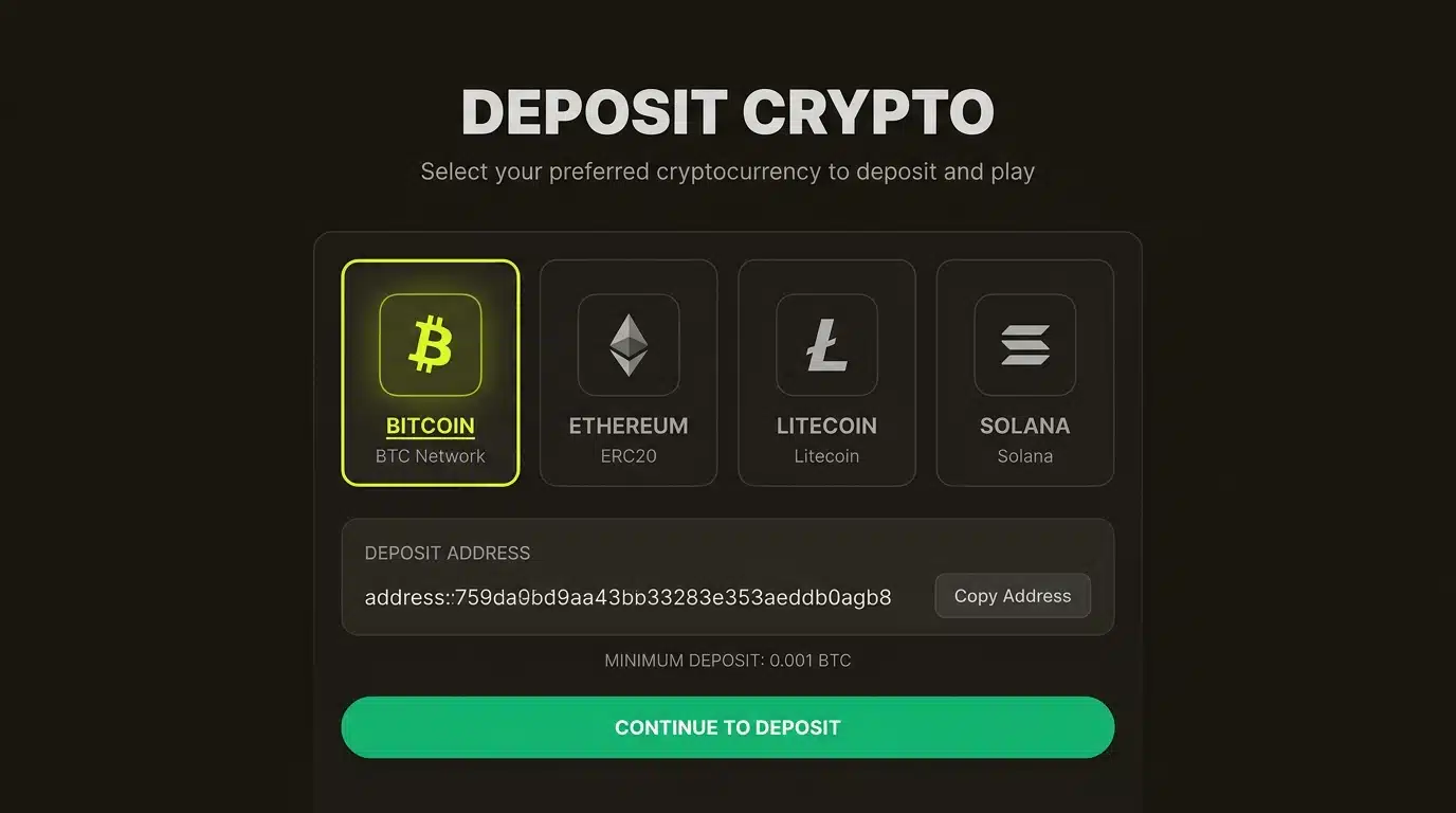 Rollbit supports a wide range of popular cryptocurrencies, allowing users to fund their accounts using their preferred digital assets.
